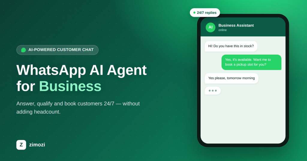 WhatsApp AI agent for business chat interface on a smartphone