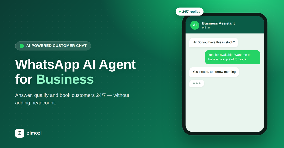 WhatsApp AI agent for business chat interface on a smartphone