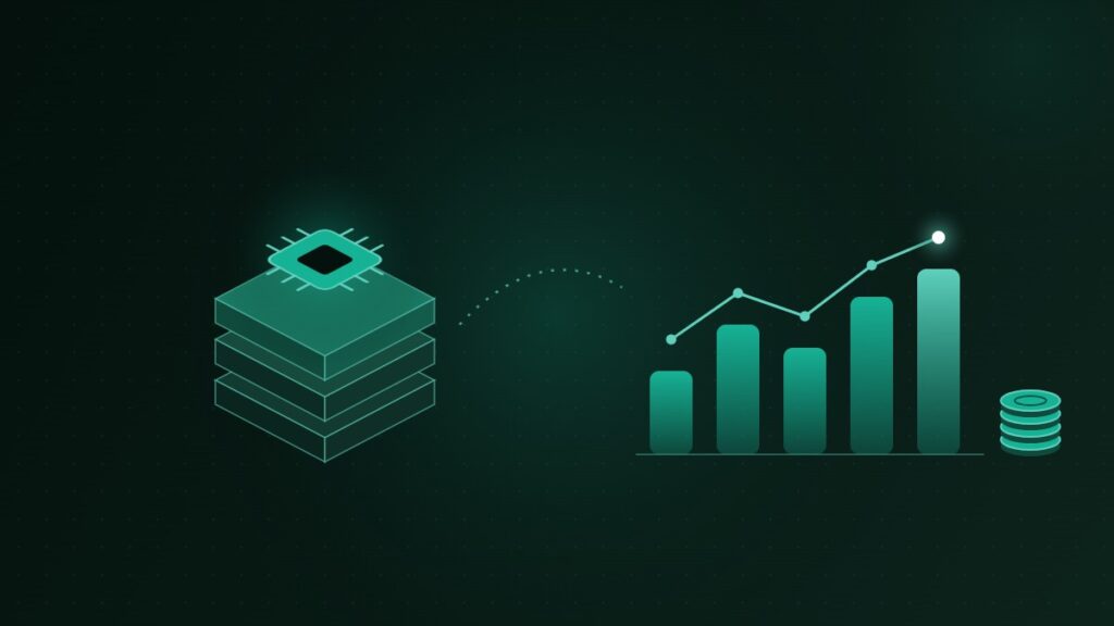 Cost to build an AI MVP illustrated with product layers, an AI chip and budget bars